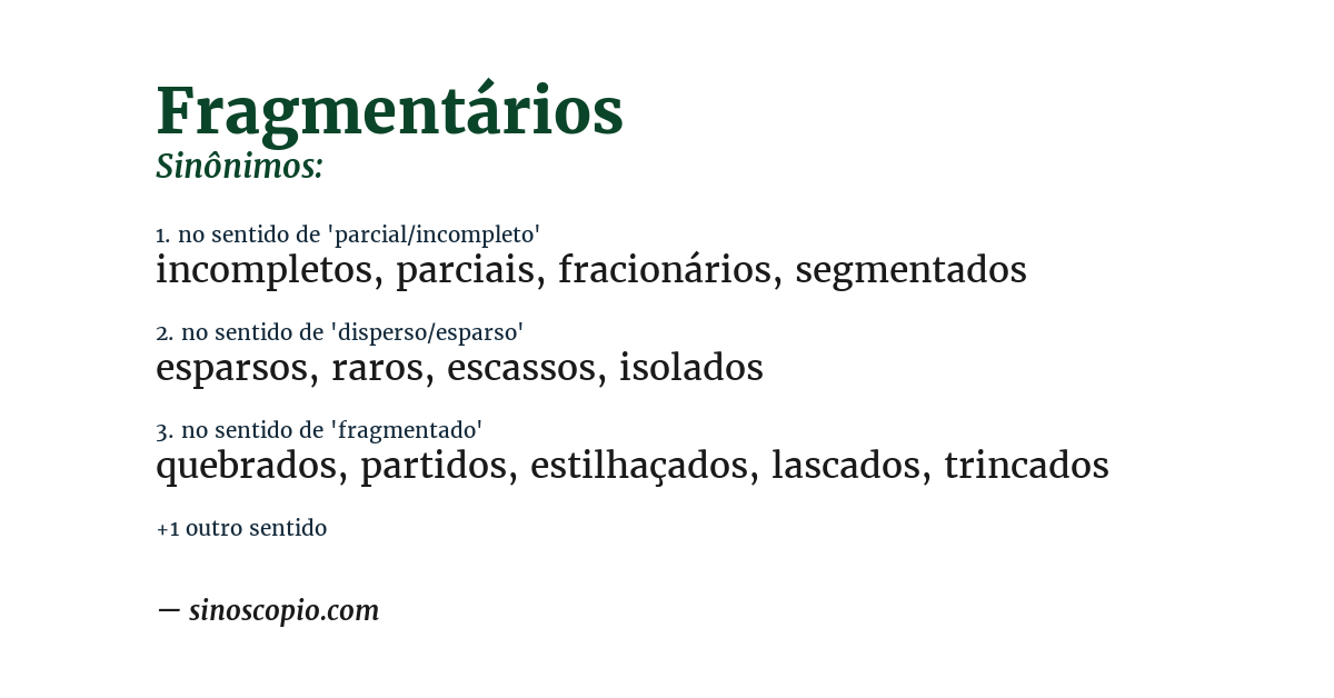 Sinônimo de fragmentários