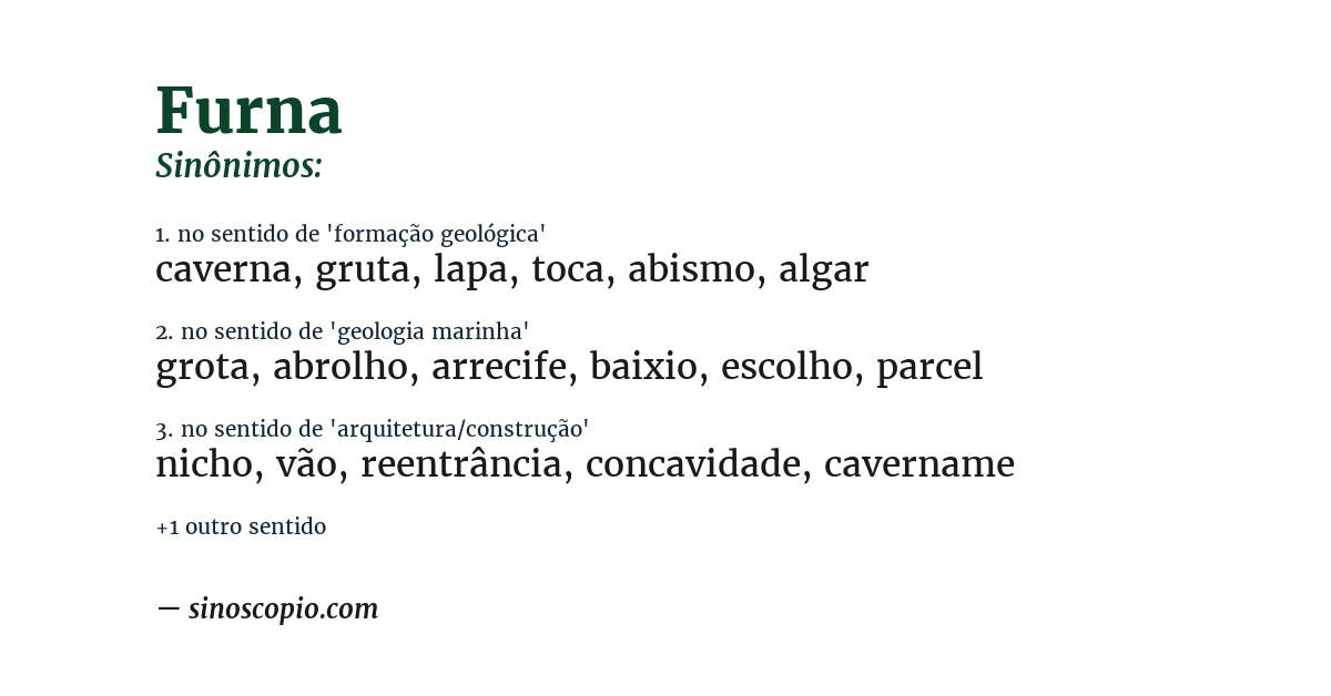 Sinônimo de furna