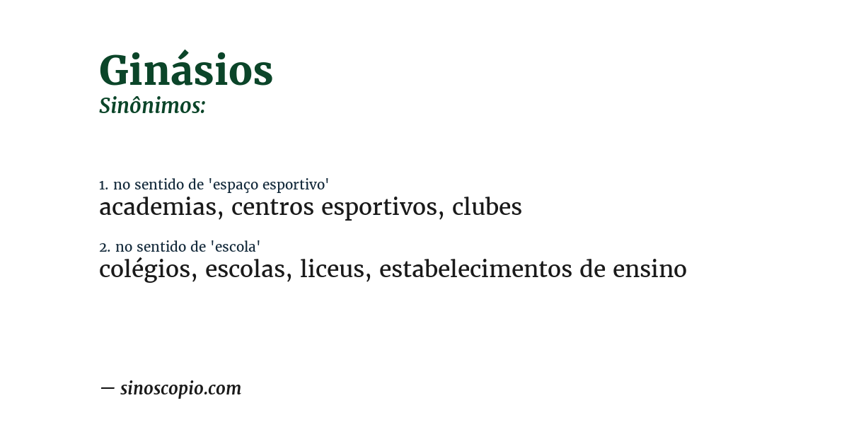Sinônimo de ginásios