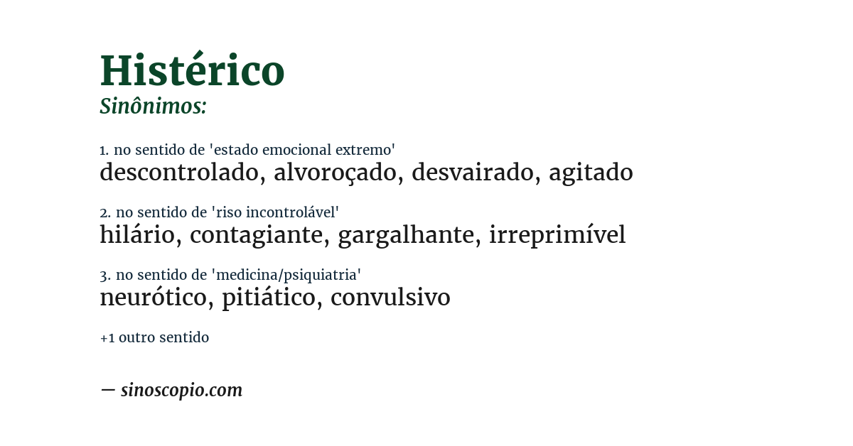 Sinônimo de histérico