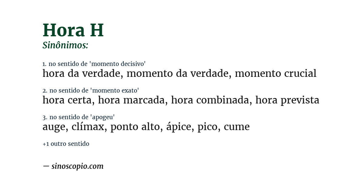 Sinônimo de hora h