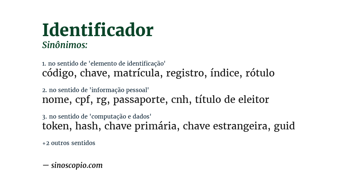 Sinônimo de identificador