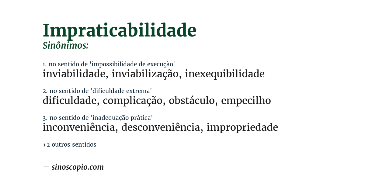 Sinônimo de impraticabilidade