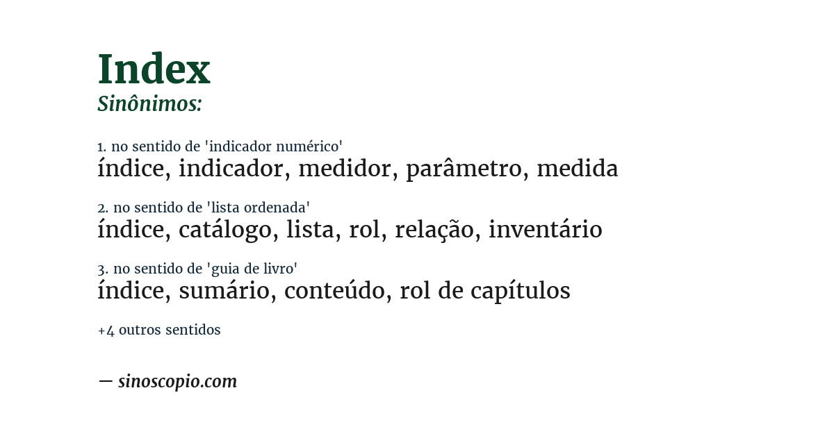 Sinônimo de index