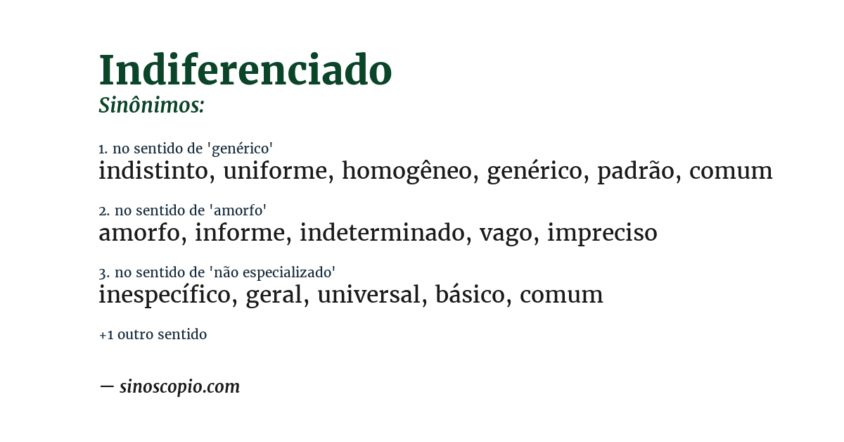 Sinônimo de indiferenciado
