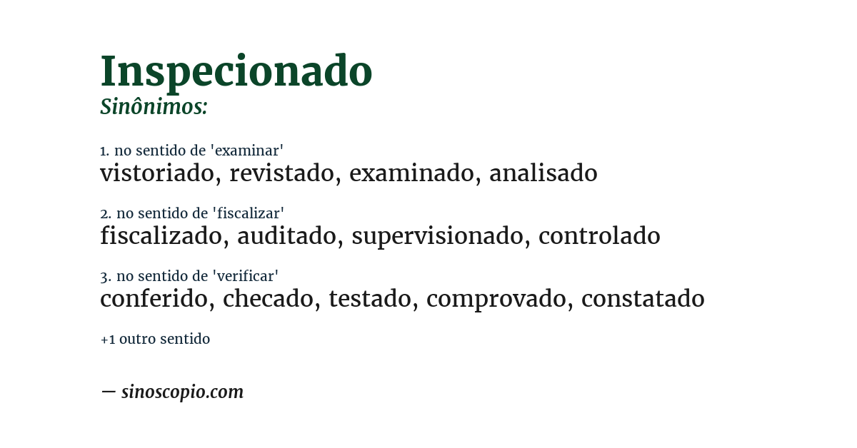 Sinônimo de inspecionado