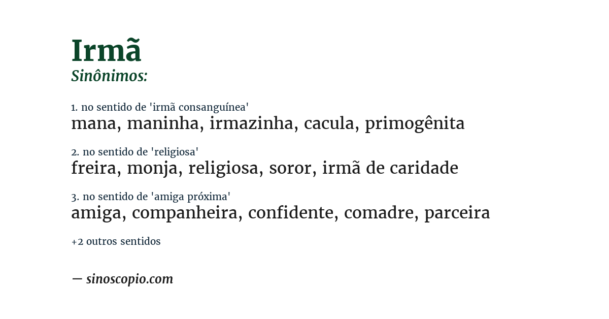 Sinônimo de irmã
