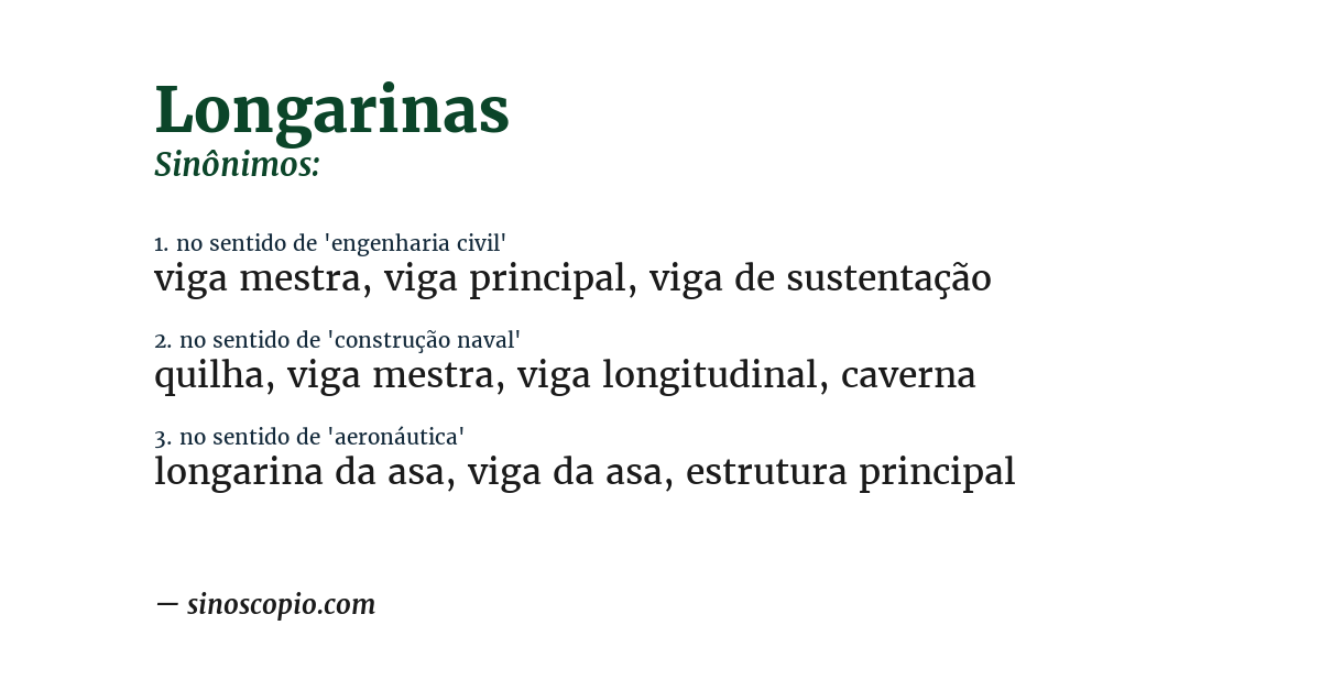 Sinônimo de longarinas