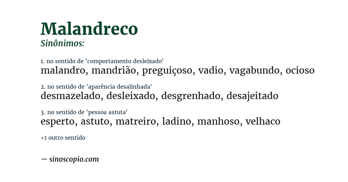 Sinônimo de malandreco