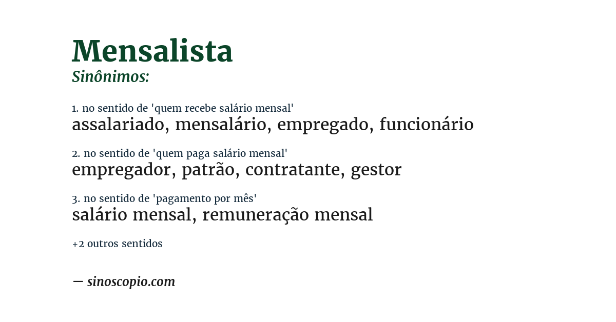 Sinônimo de mensalista