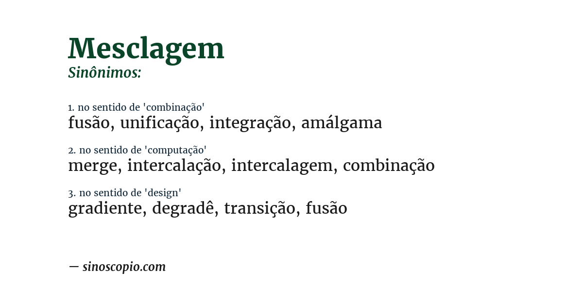 Sinônimo de mesclagem