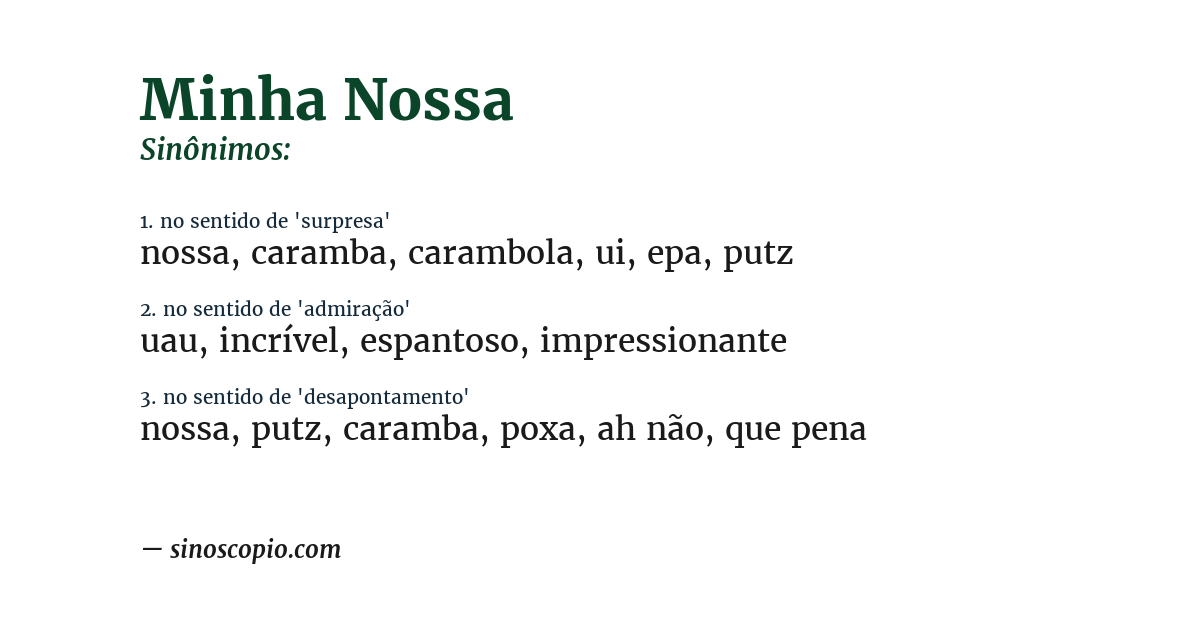 Sinônimo de minha nossa