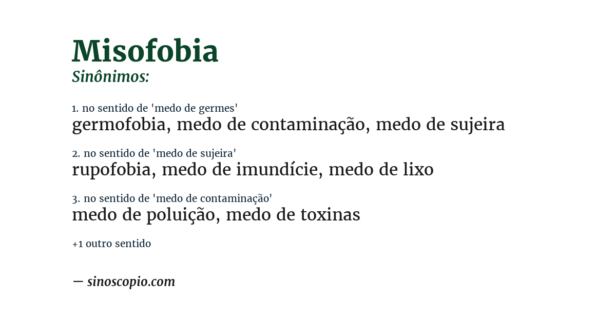Sinônimo de misofobia