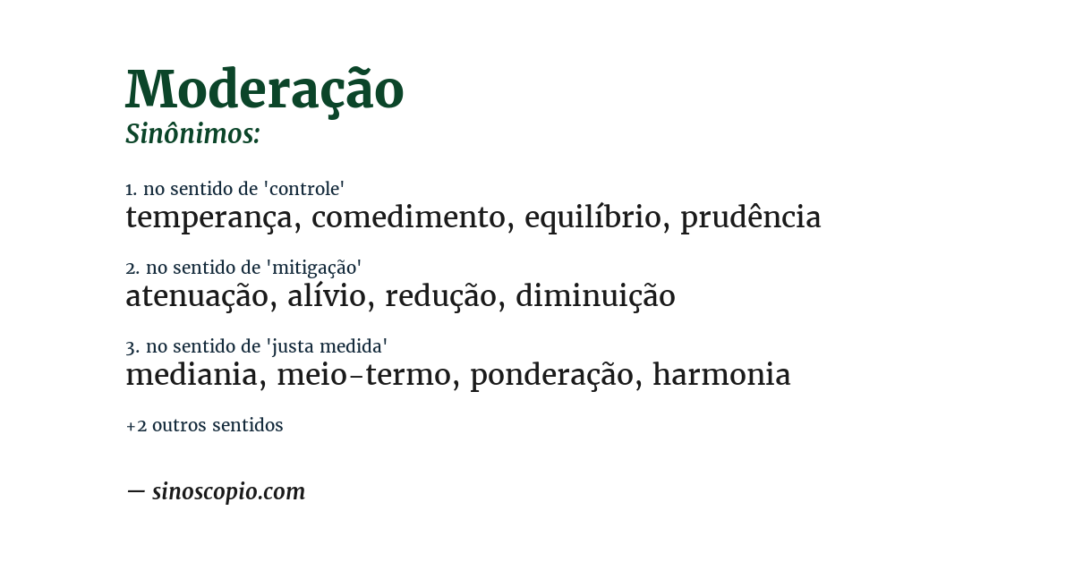 Sinônimo de moderação