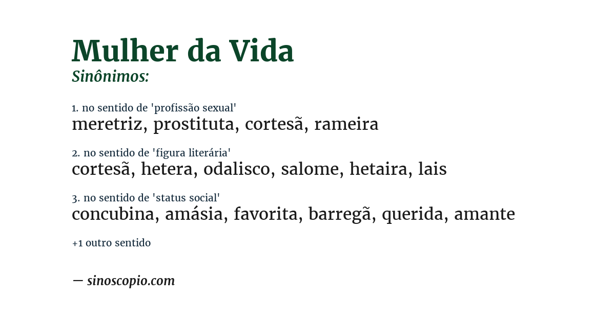 Sinônimo de mulher da vida
