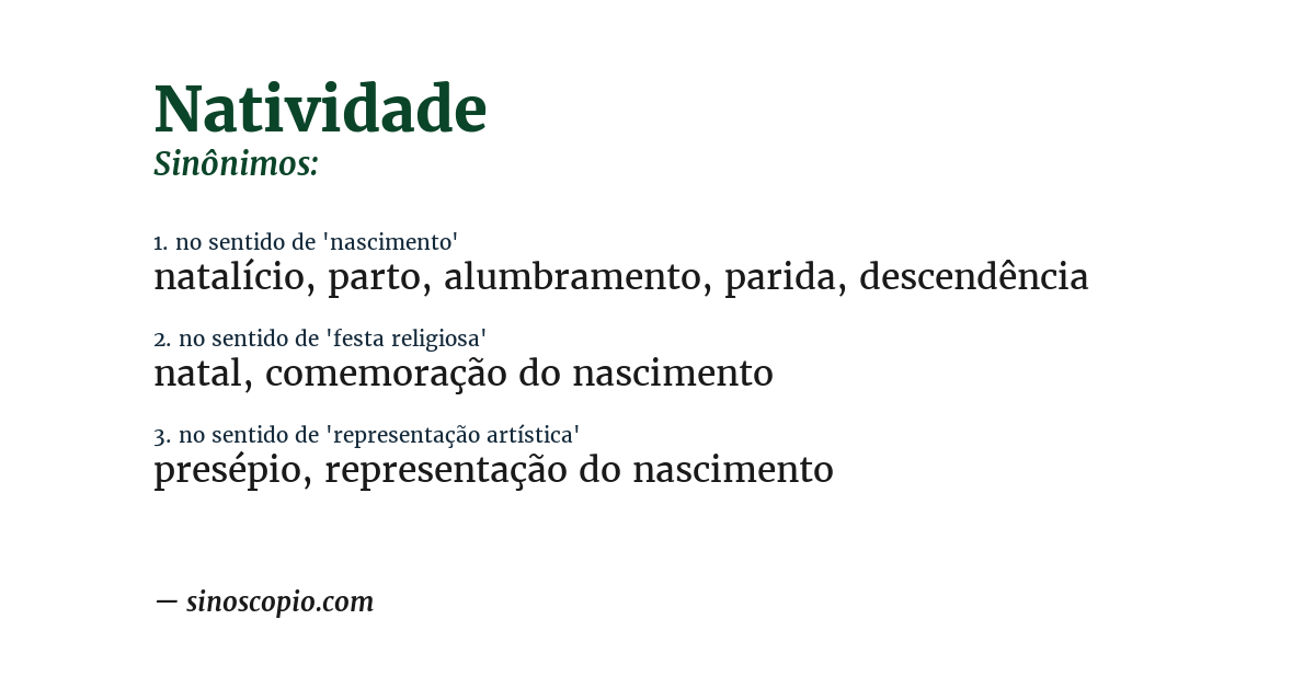 Sinônimo de natividade