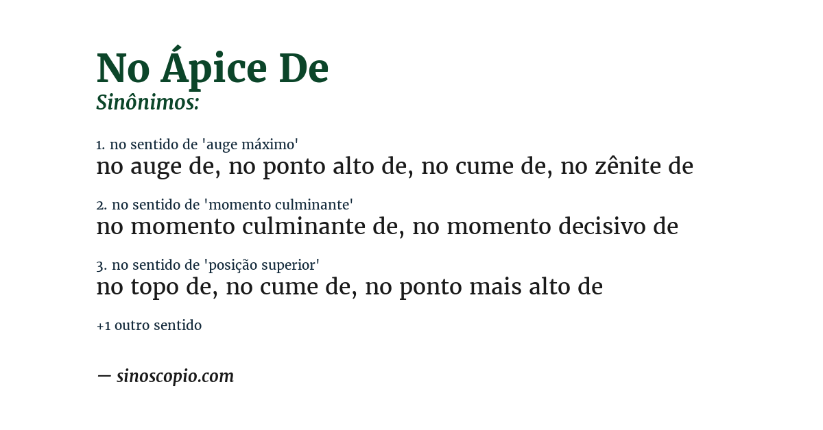 Sinônimo de no ápice de