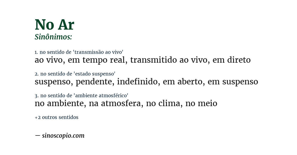 Sinônimo de no ar