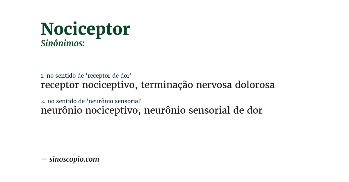 Sinônimo de nociceptor