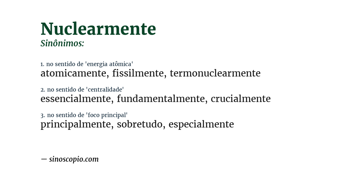 Sinônimo de nuclearmente