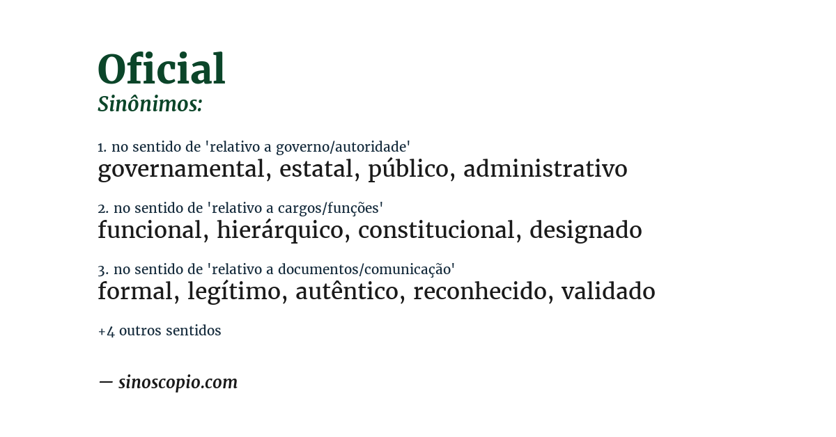Sinônimo de oficial