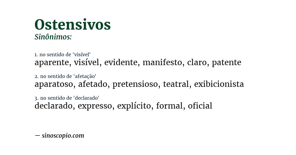 Sinônimo de ostensivos