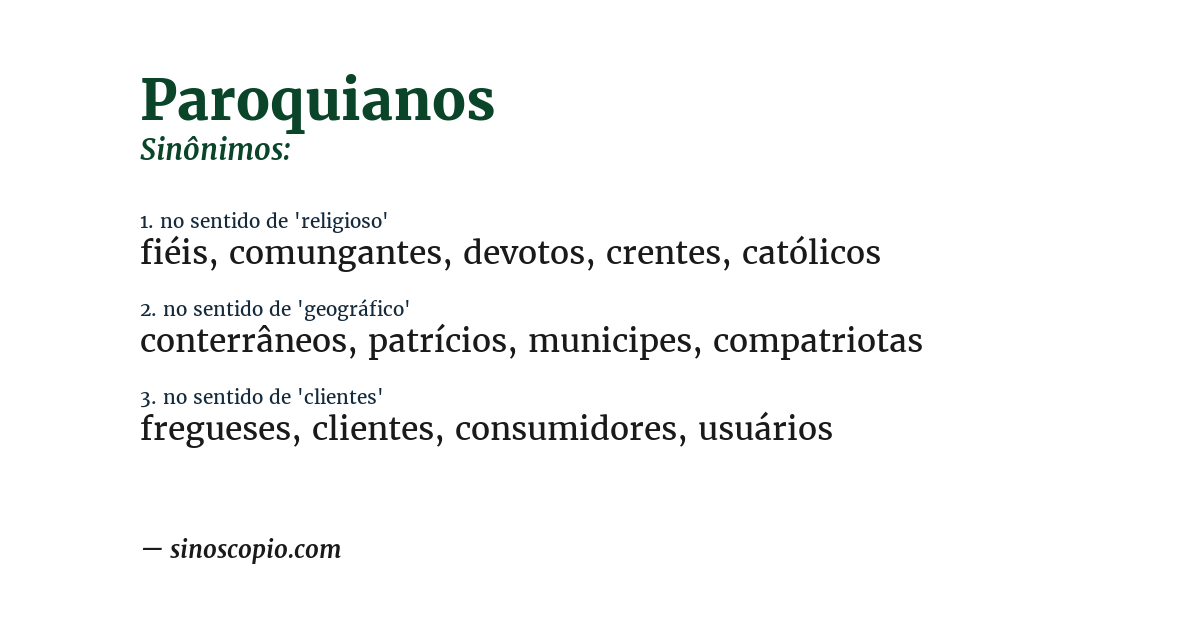 Sinônimo de paroquianos
