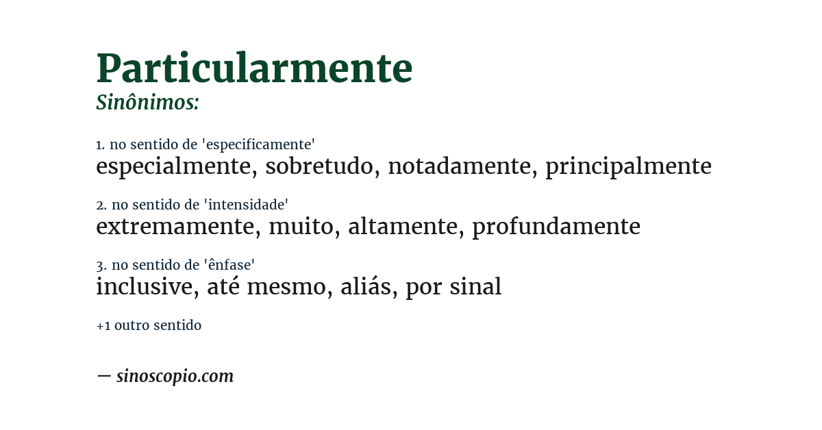 Sinônimo de particularmente