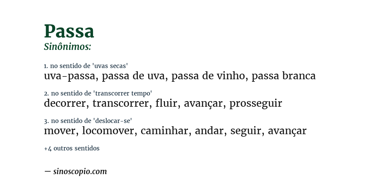 Sinônimo de passa