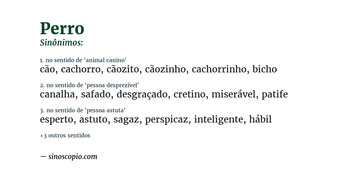 Sinônimo de perro