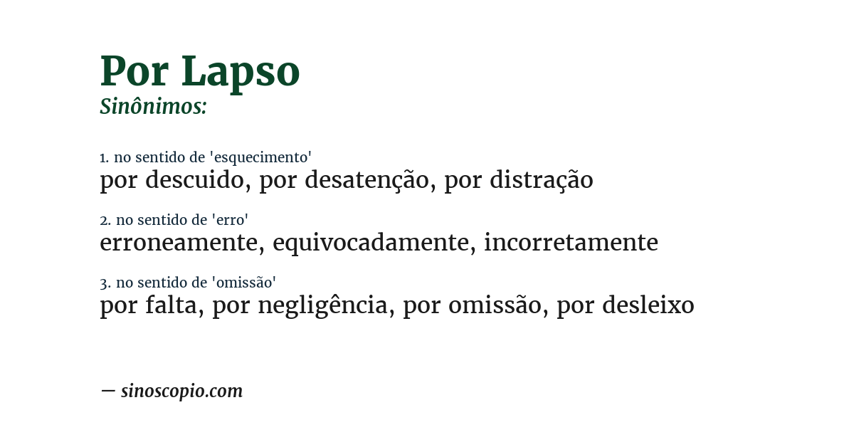 Sinônimo de por lapso