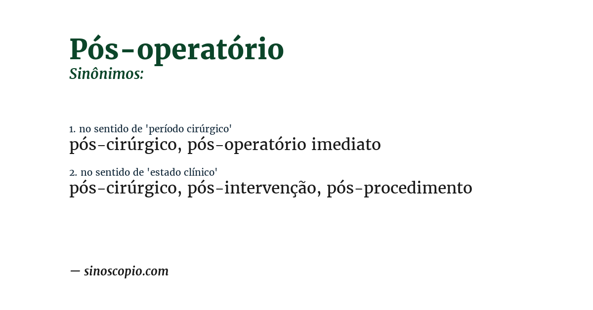 Sinônimo de pós-operatório
