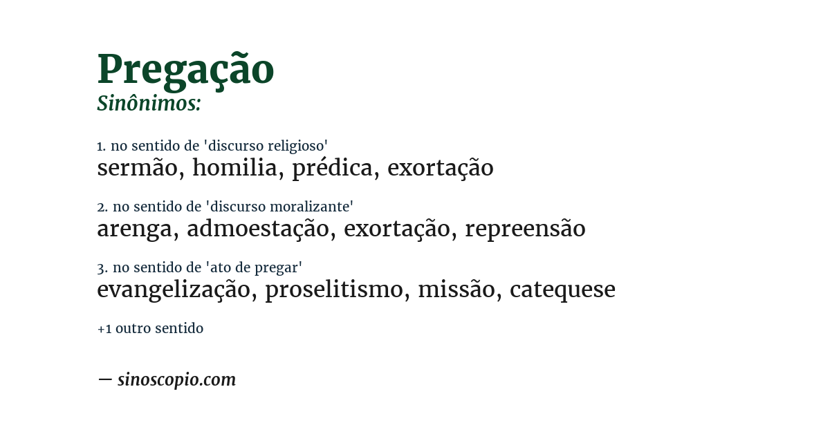 Sinônimo de pregação