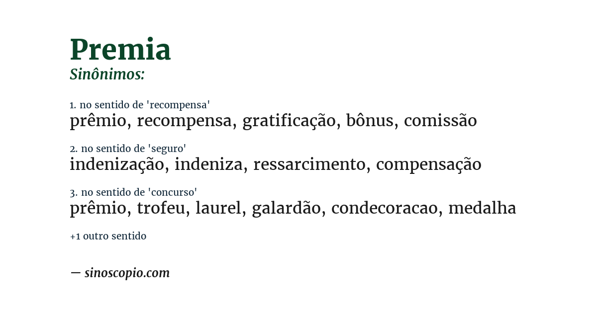 Sinônimo de premia