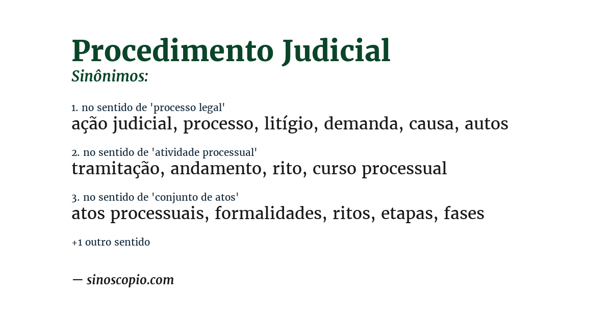 Sinônimo de procedimento judicial