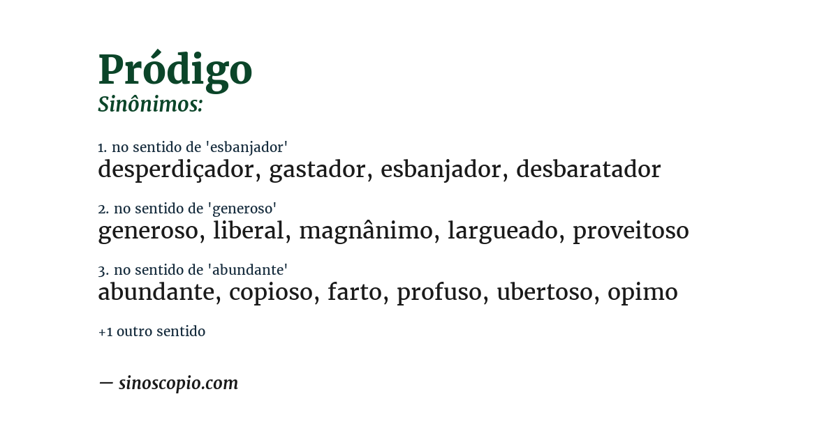 Sinônimo de pródigo