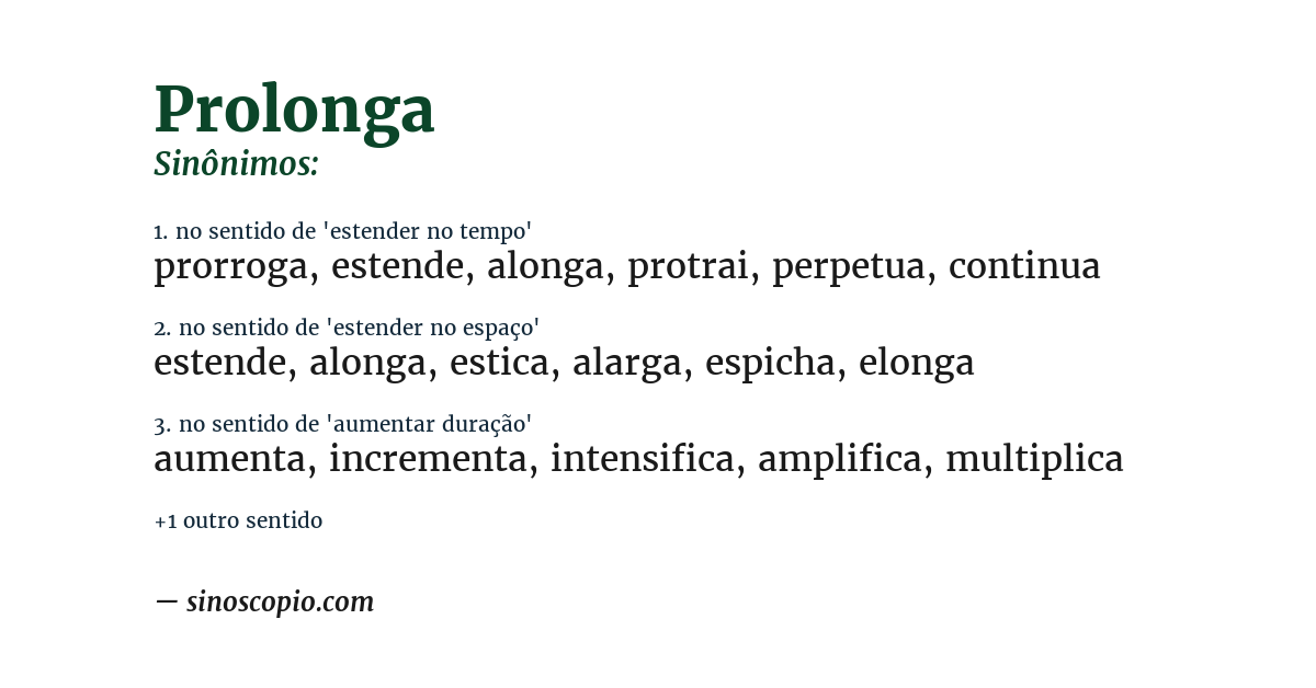 Sinônimo de prolonga