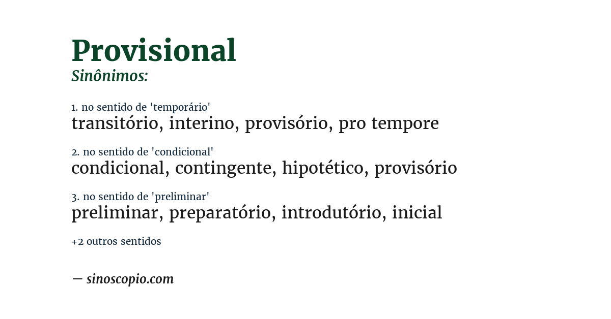 Sinônimo de provisional