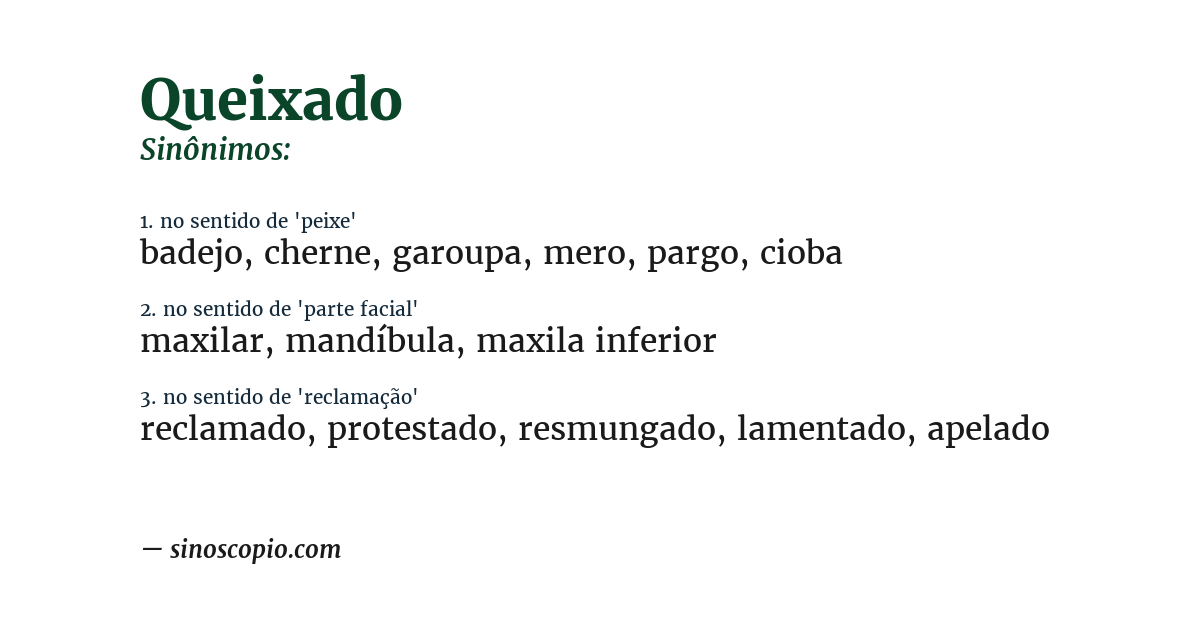 Sinônimo de queixado
