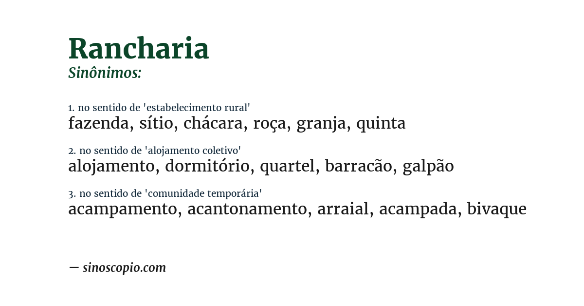 Sinônimo de rancharia