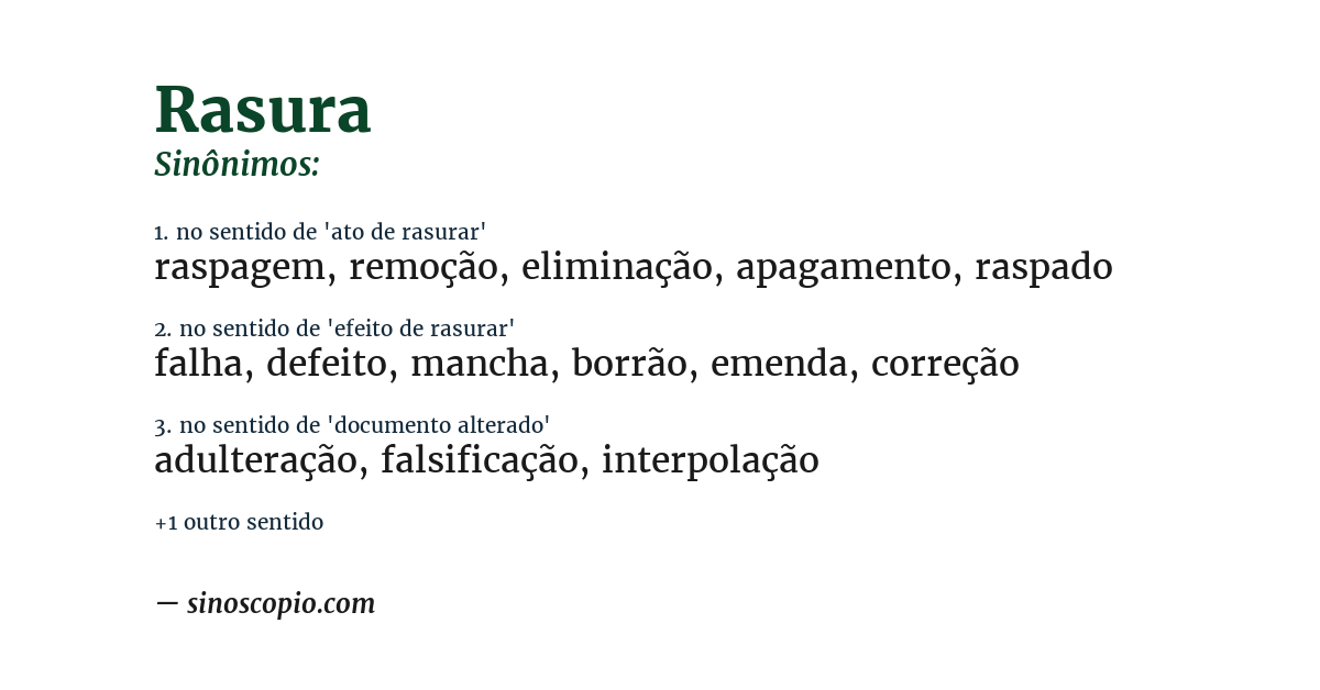Sinônimo de rasura