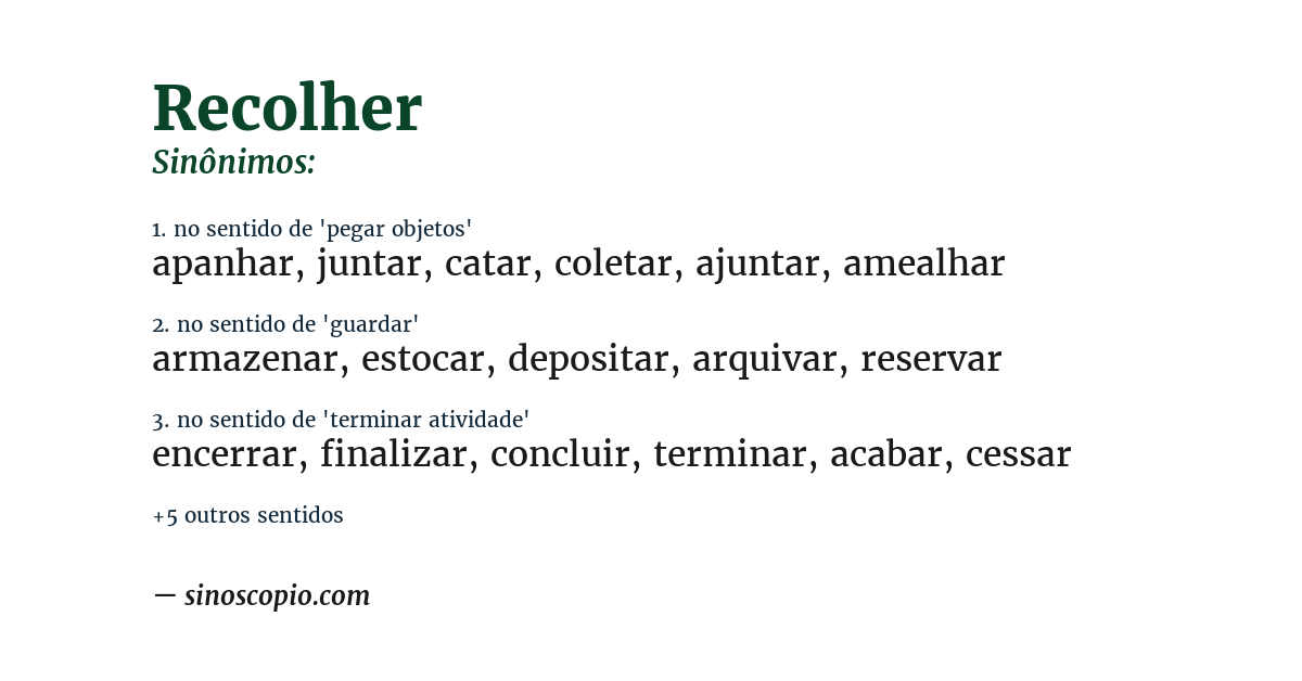 Sinônimo de recolher