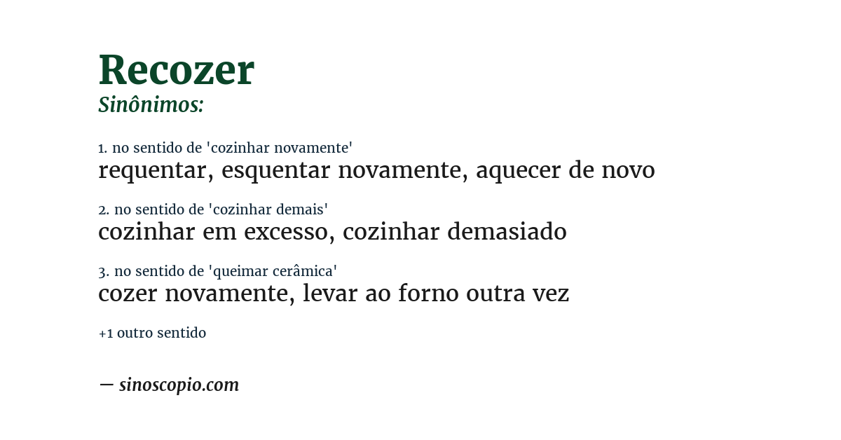 Sinônimo de recozer