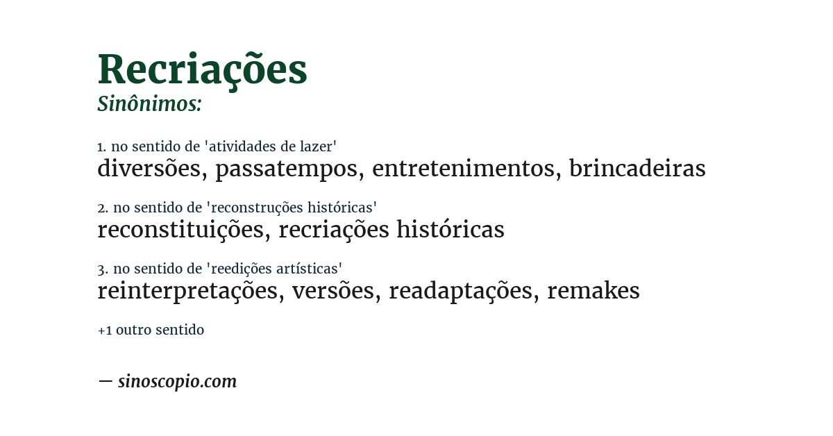 Sinônimo de recriações