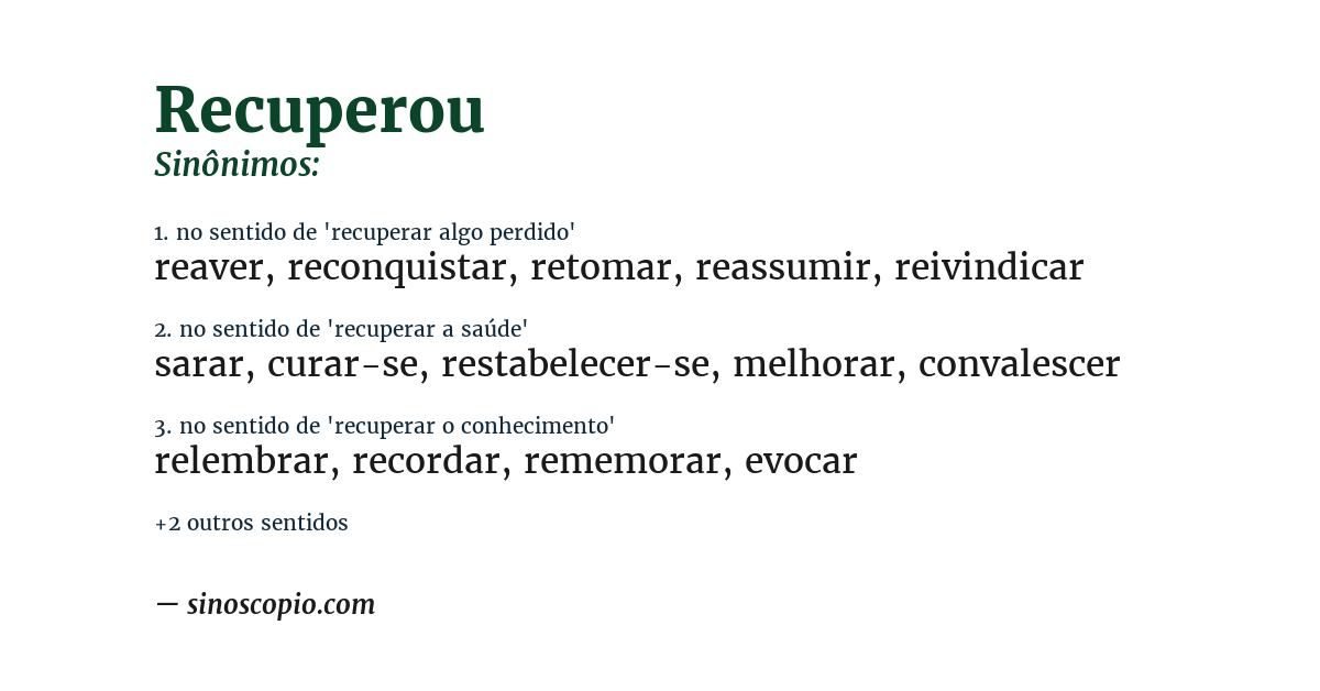 Sinônimo de recuperou