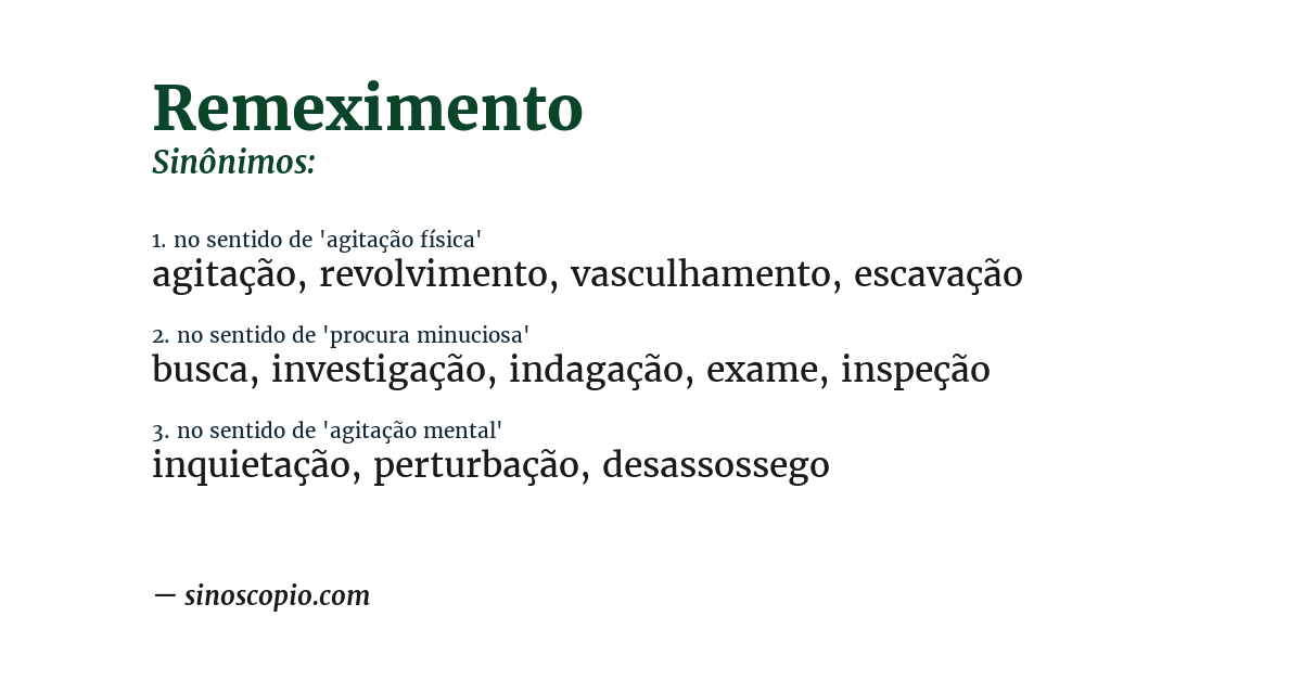 Sinônimo de remeximento