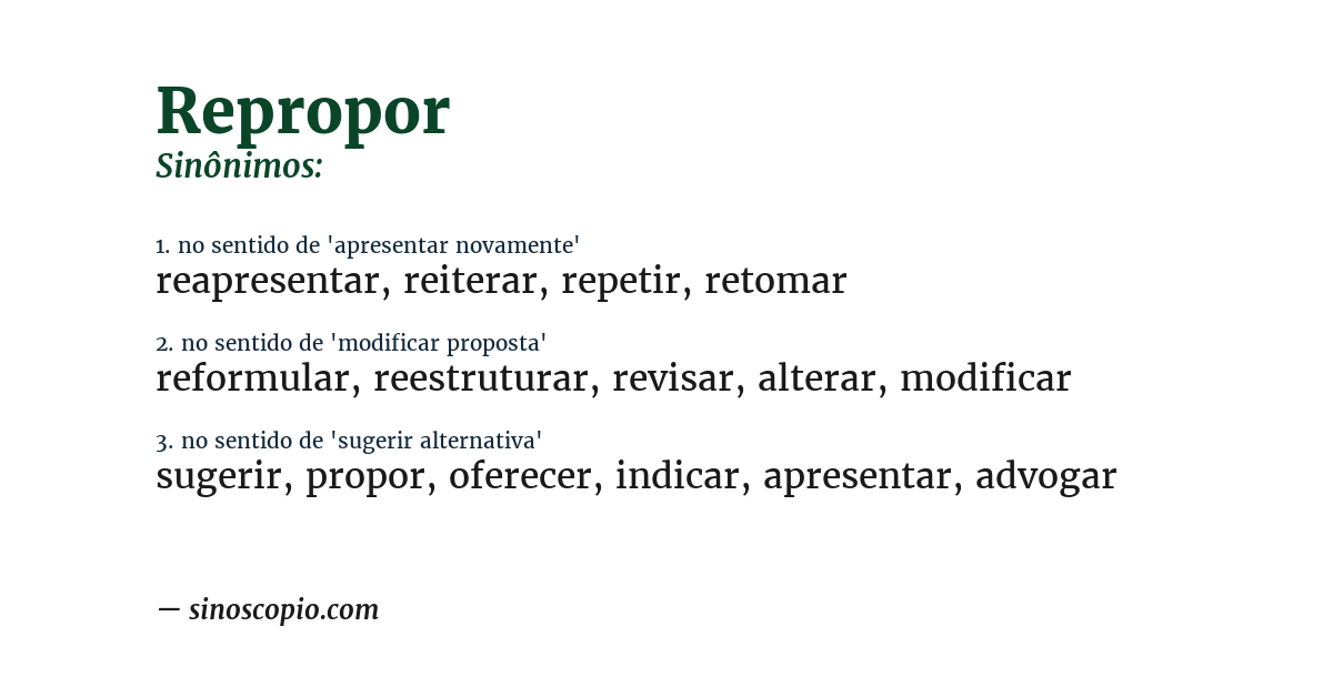 Sinônimo de repropor
