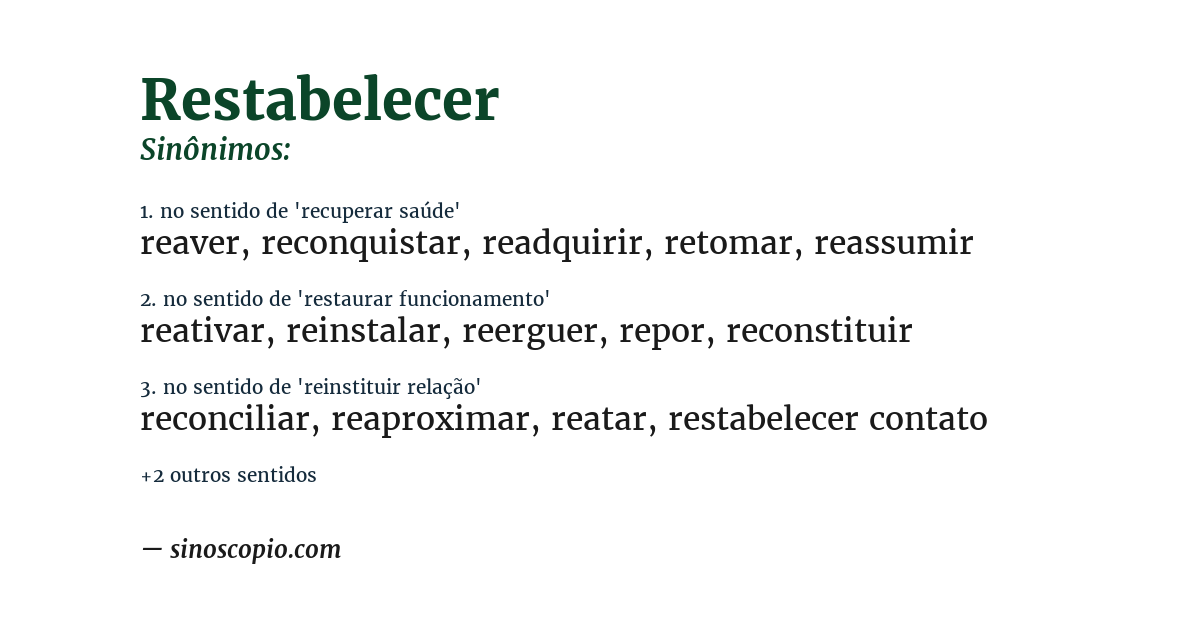 Sinônimo de restabelecer