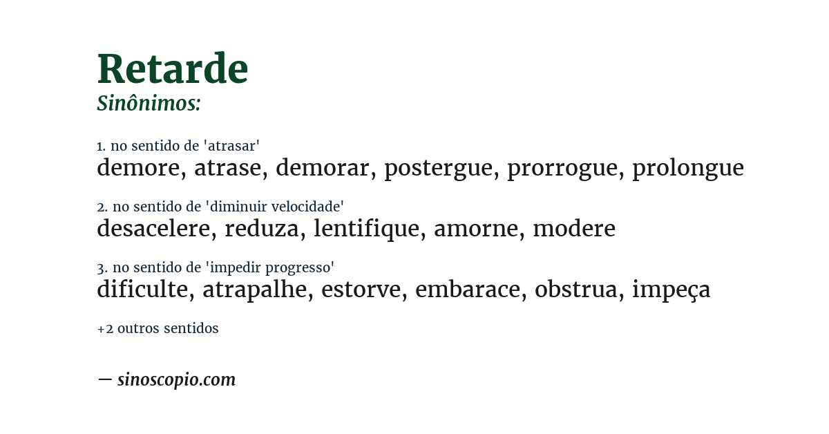 Sinônimo de retarde