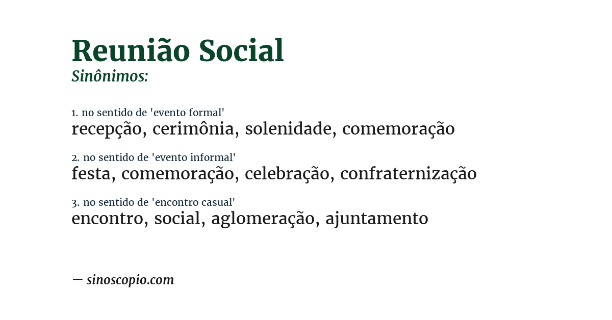 Sinônimo de reunião social